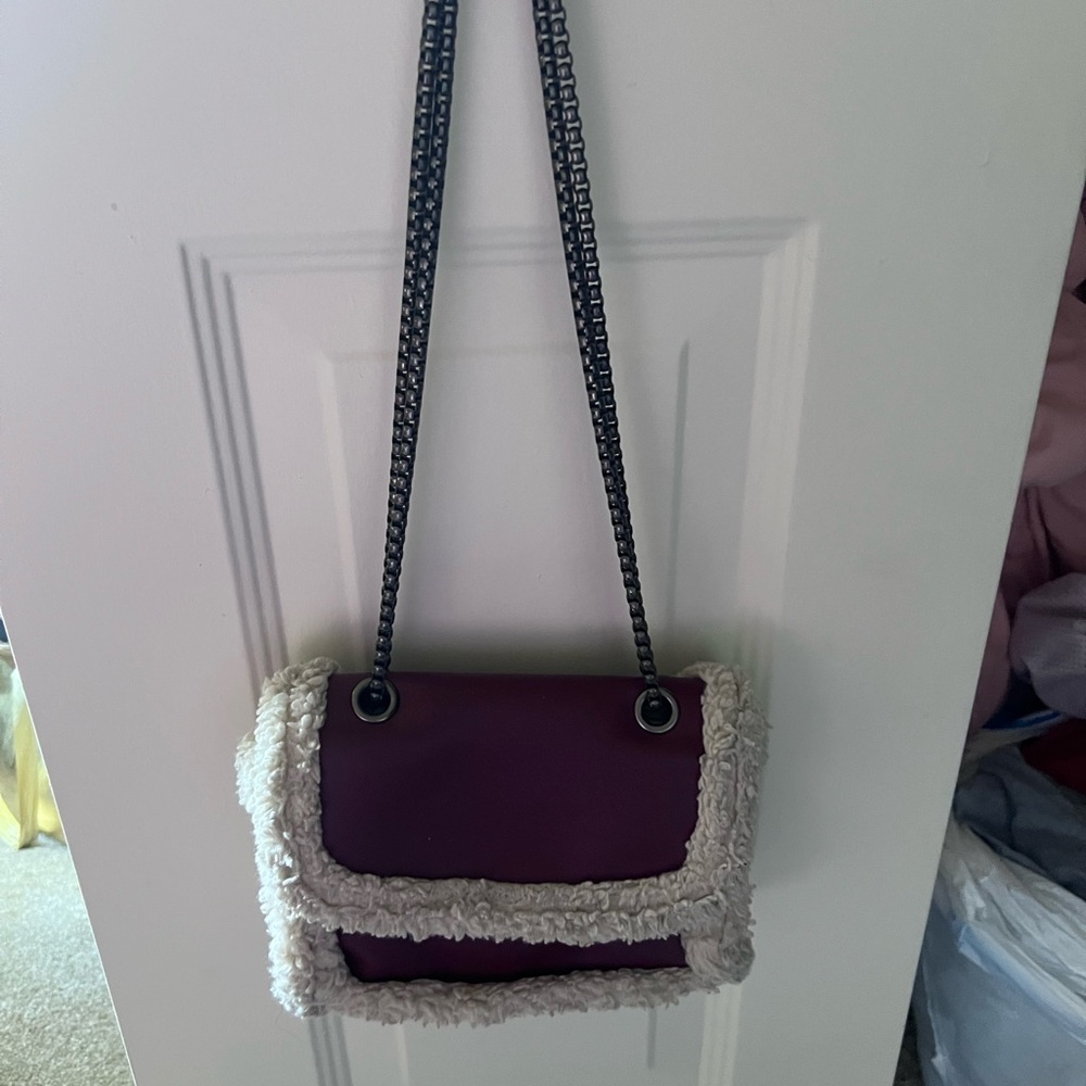 Purple and Cream Women's Bag
